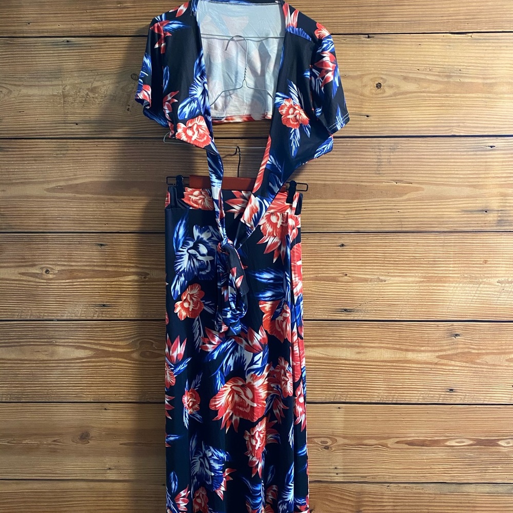 Two piece wrap maxi dress